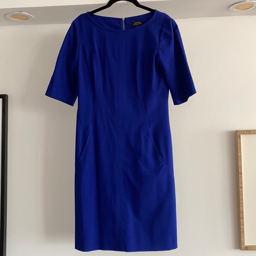 Tahari Blue A-Line Dress Size 4